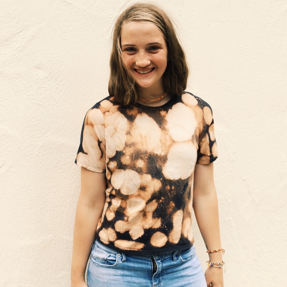 Trendy Bleached Acid Tie Dye Distressed T-Shirt